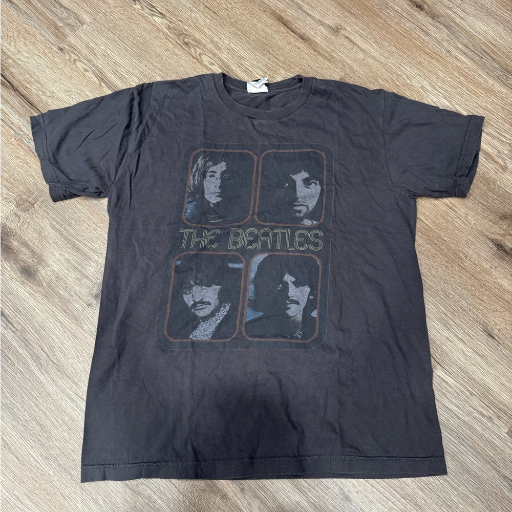 2007 The Beatles Black Vintage-Style Portrait Tee